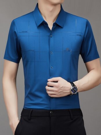 Summer New Men’s Short-sleeved Shirt Seamless Business Shirt