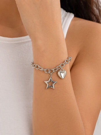 Hollow Pentagram Simple Bracelet Peach Heart Alloy