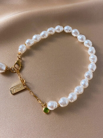 Alloy Beads Retro Simple Double Layers Loving Heart Pearl Bracelet